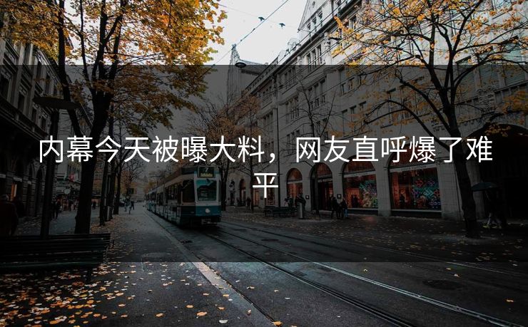 内幕今天被曝大料，网友直呼爆了难平