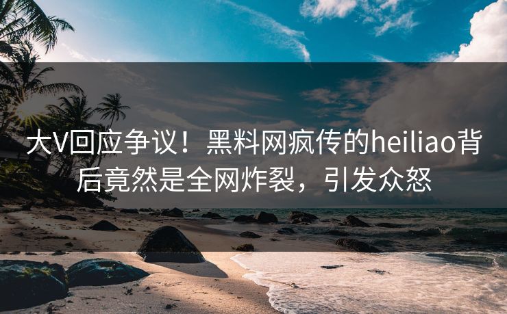 大V回应争议！黑料网疯传的heiliao背后竟然是全网炸裂，引发众怒