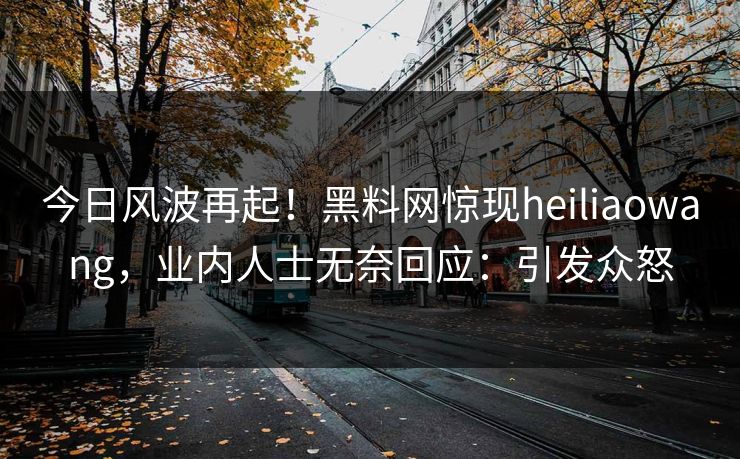 今日风波再起！黑料网惊现heiliaowang，业内人士无奈回应：引发众怒