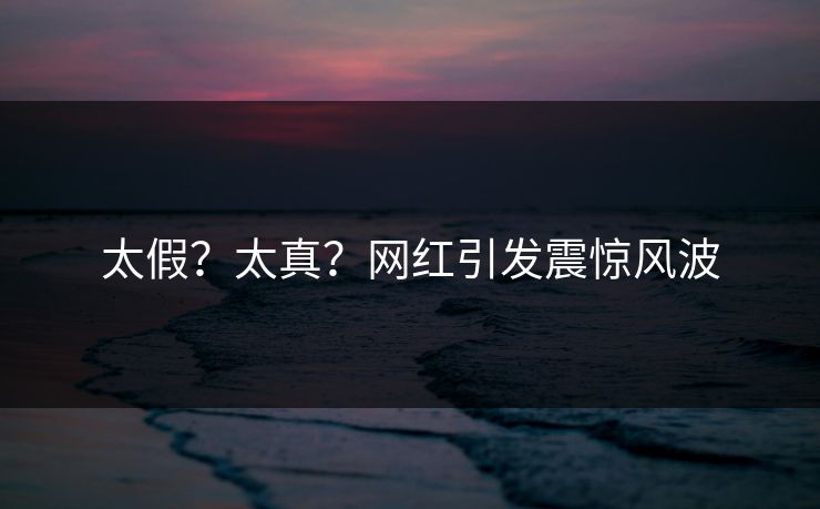 太假？太真？网红引发震惊风波