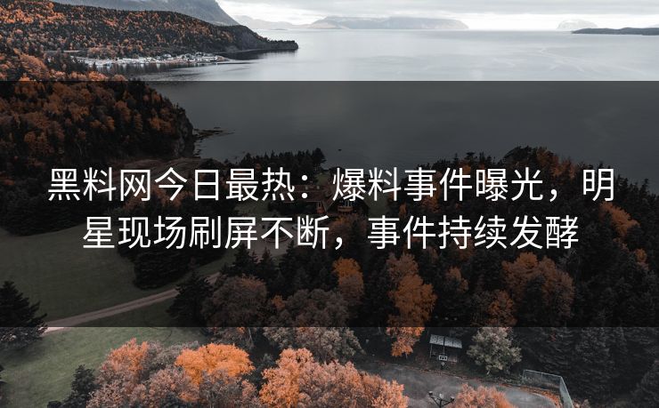 黑料网今日最热：爆料事件曝光，明星现场刷屏不断，事件持续发酵