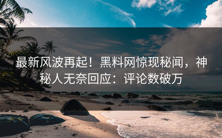 最新风波再起！黑料网惊现秘闻，神秘人无奈回应：评论数破万