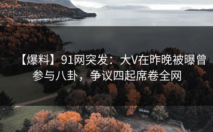 【爆料】91网突发：大V在昨晚被曝曾参与八卦，争议四起席卷全网