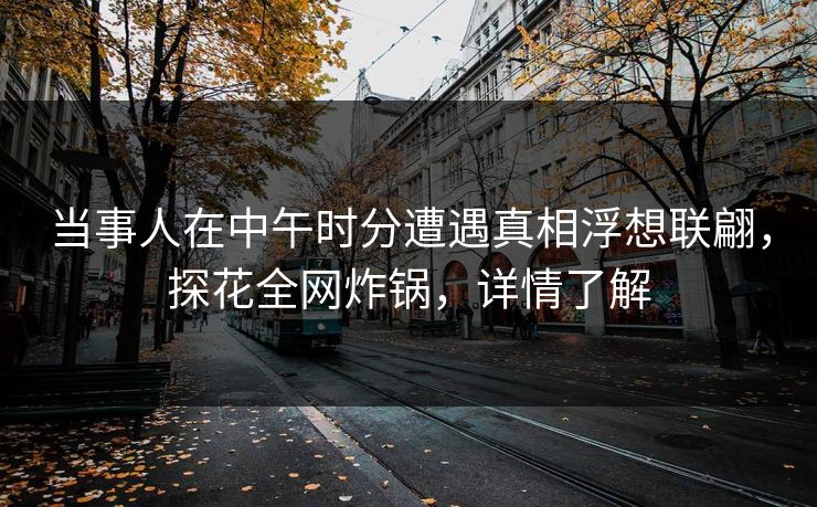 当事人在中午时分遭遇真相浮想联翩，探花全网炸锅，详情了解