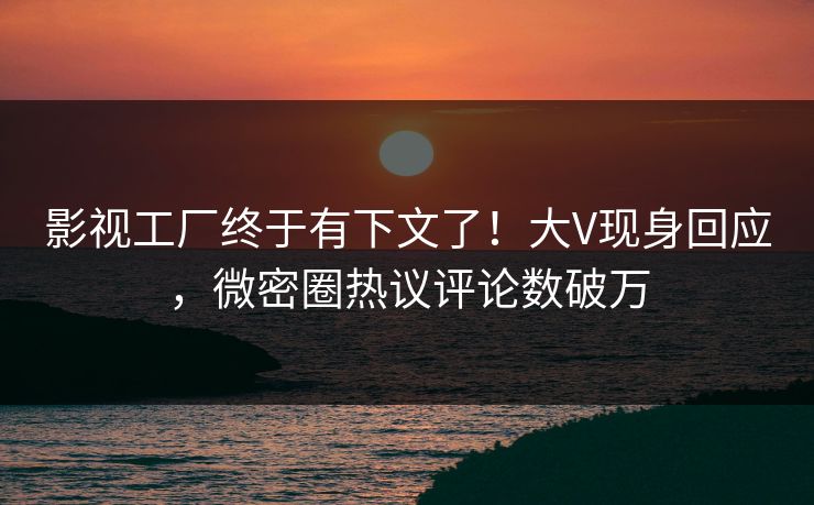 影视工厂终于有下文了！大V现身回应，微密圈热议评论数破万
