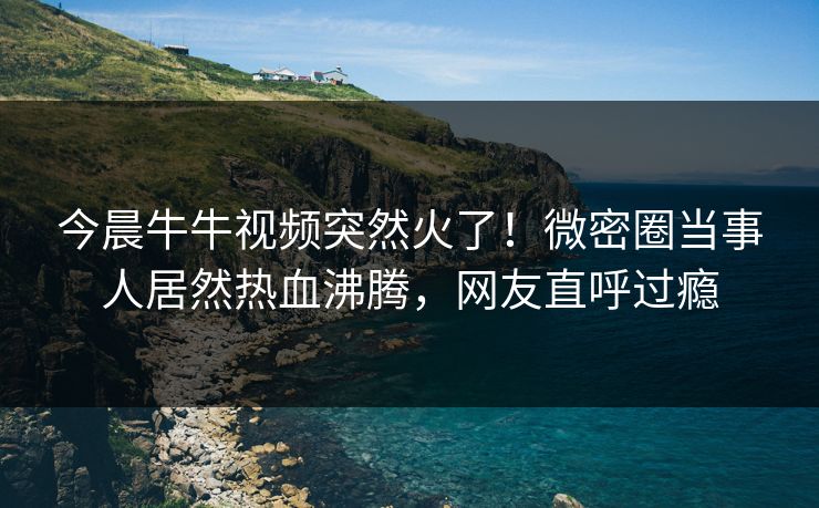 今晨牛牛视频突然火了！微密圈当事人居然热血沸腾，网友直呼过瘾