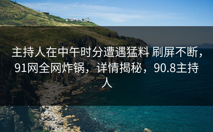 主持人在中午时分遭遇猛料 刷屏不断，91网全网炸锅，详情揭秘，90.8主持人