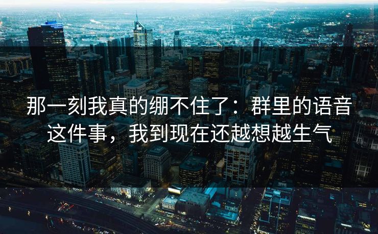 那一刻我真的绷不住了：群里的语音这件事，我到现在还越想越生气